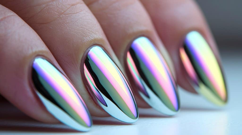 captivating metallic pastel nails